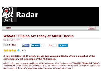 WASAK! Filipino Art Today at ARNDT Berlin